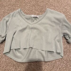 Altar'd State Ribbed V-Neck Crop Top in Mint